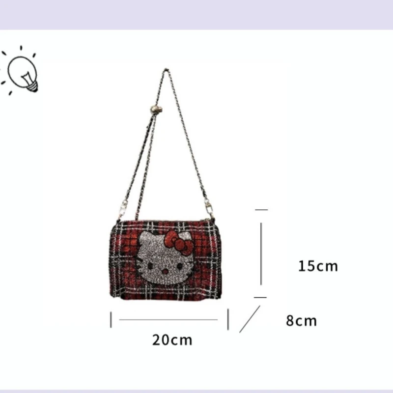 Hello Kitty Handbag, New Diamond Shoulder Bag, Fashionable Women's Shoulder Bag, Cartoon Cute Mini Chain Crossbody Bag