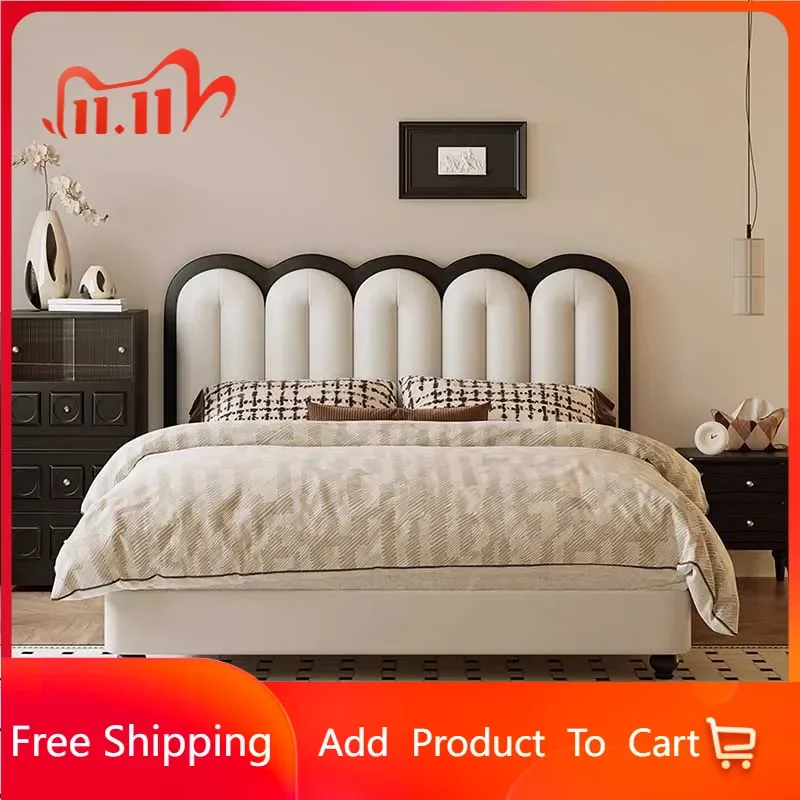 

Queen Royal European Double Bed Wood Modern Whitr Full Size Twin Bed Frame Platform Castle Sleeping Cama De Casal Home Furniture