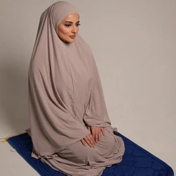 Muslim Ramadan Prayer Dress Women Prayer Clothes Full Cover Hijabs Solid Inner Hijab Long Shawl Soft Premium Cotton Hemp Abayas