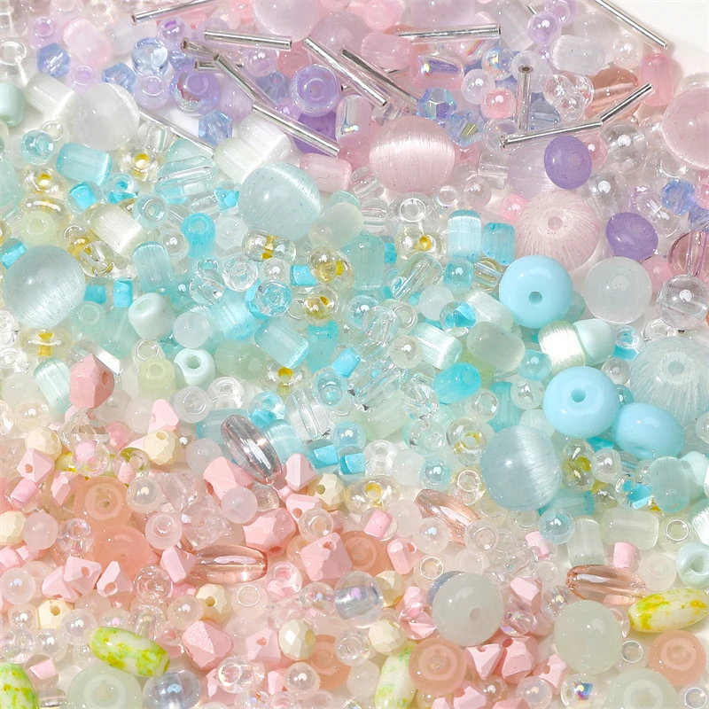 10g/Pack Mixed Candy Color Glass Seed Beads 3‑13mm Loose Beads For Jewelry Making Handmade DIY Bracelets Phone Chain Accessories