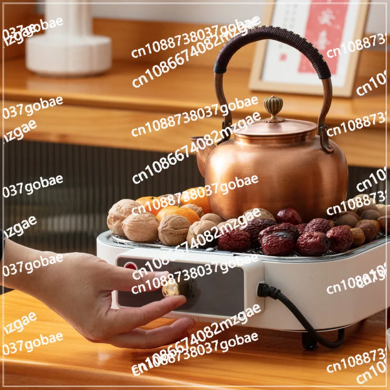 Household portable indoor barbecue grill, smokeless and non-stick design new electric heating tube tea set