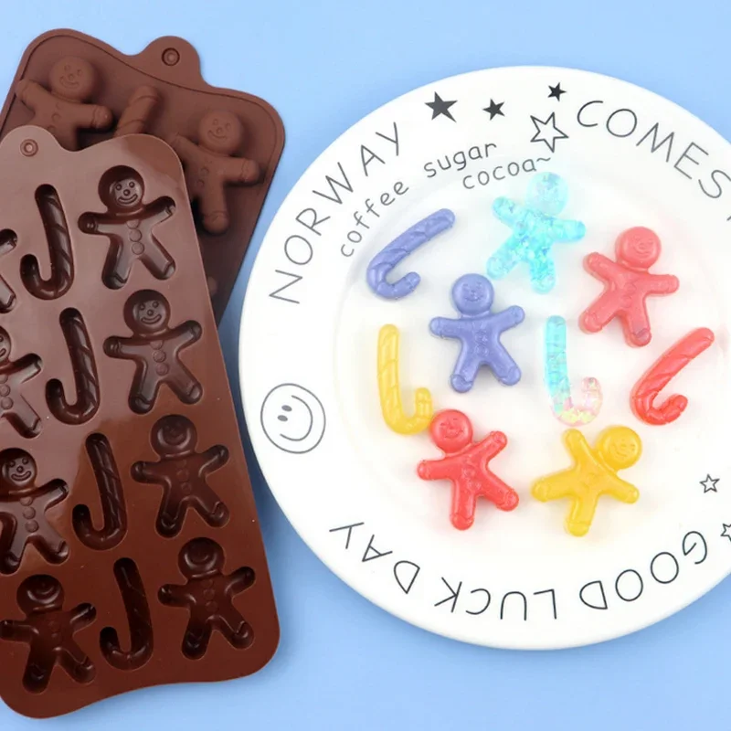 Christmas Gingerbread Man Candy Mold Silicone Mold Cookie Chocolate Baking Cake Mould Christmas Atmosphere Scented Candle Mould