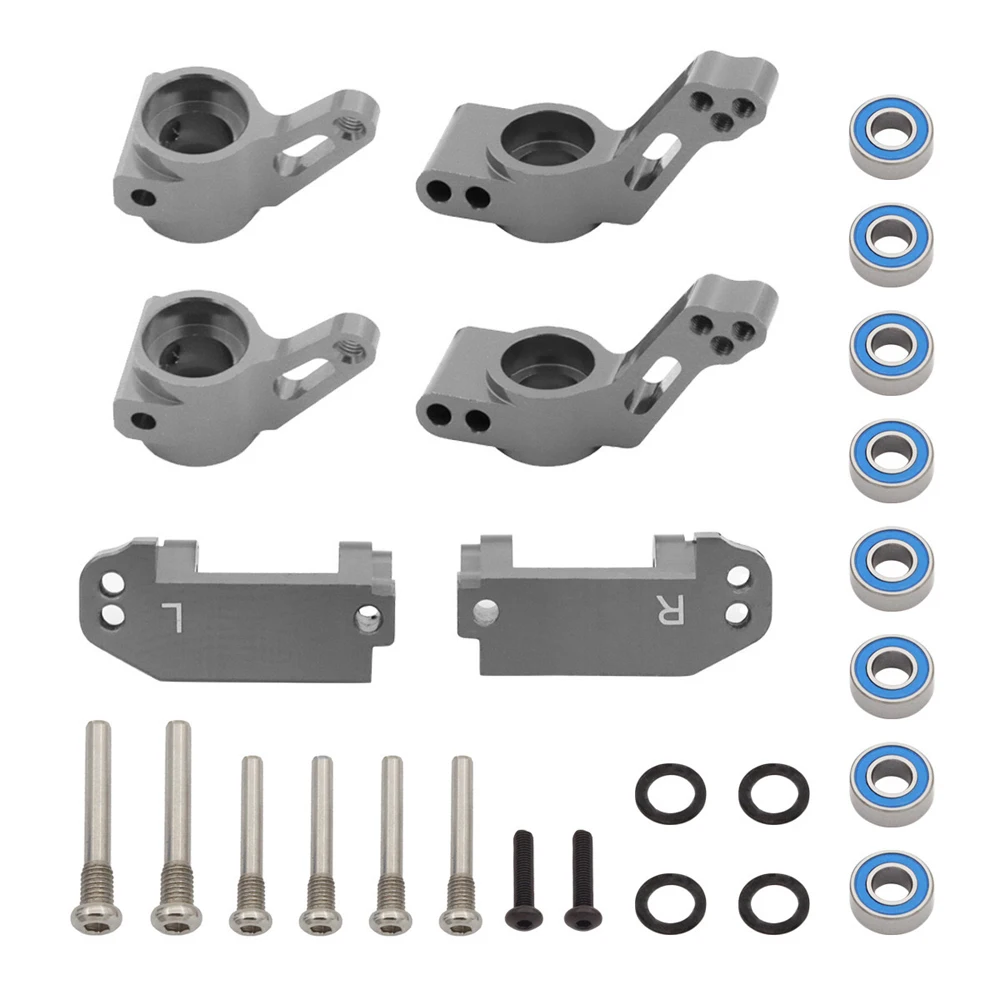 1set Aluminum Caster Blocks Steering Blocks&Rear Stub Axle Carriers With Bearings for 1/10 Traxxas Slash 2WD RC