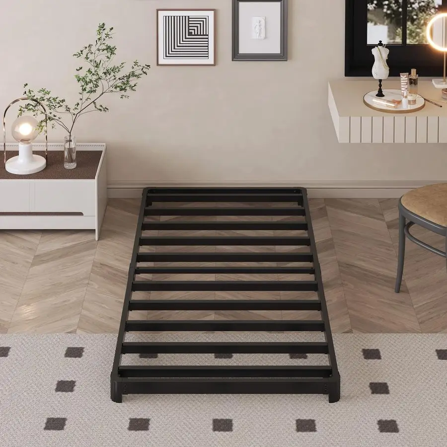 

Likelalaso 3 inch Low Twin Bed Frames with Rounded Corner, Heavy Duty Metal, Easy Assembly, Noise Free, Black