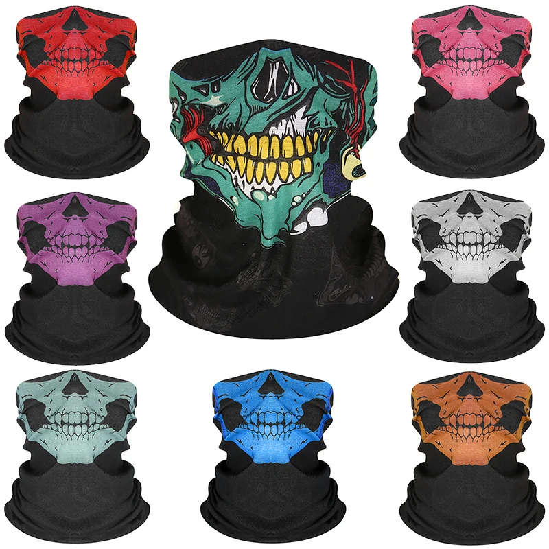 Motorcycle Scarf Face Mask Shield Skull Ghost Face Riding Balaclava Multifunction Outdoor Winter Warm Bike Head Face Mask Shield