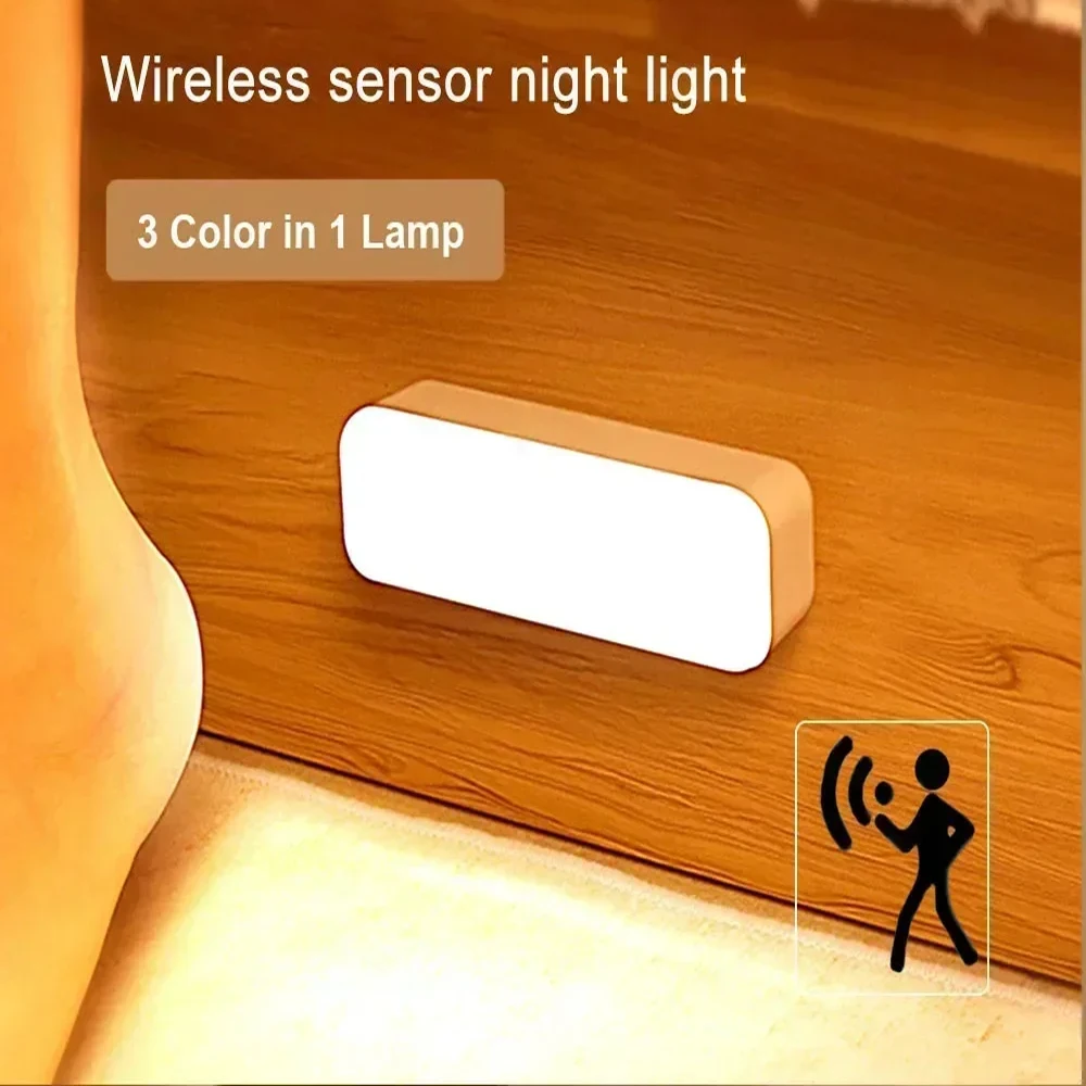 Ночник с датчиком движения, перезаряжаемый светодиодный USB-светильник, беспроводная светодиодная прикроватная лампа, портативное освещение для кемпинга