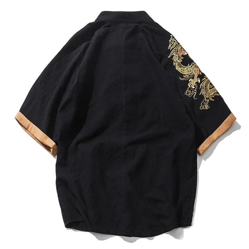 Chinese style 13XL plus size male extra large code tide big man slimming 9XL linen Short sleeve shirt cardigan embroidery 9XL