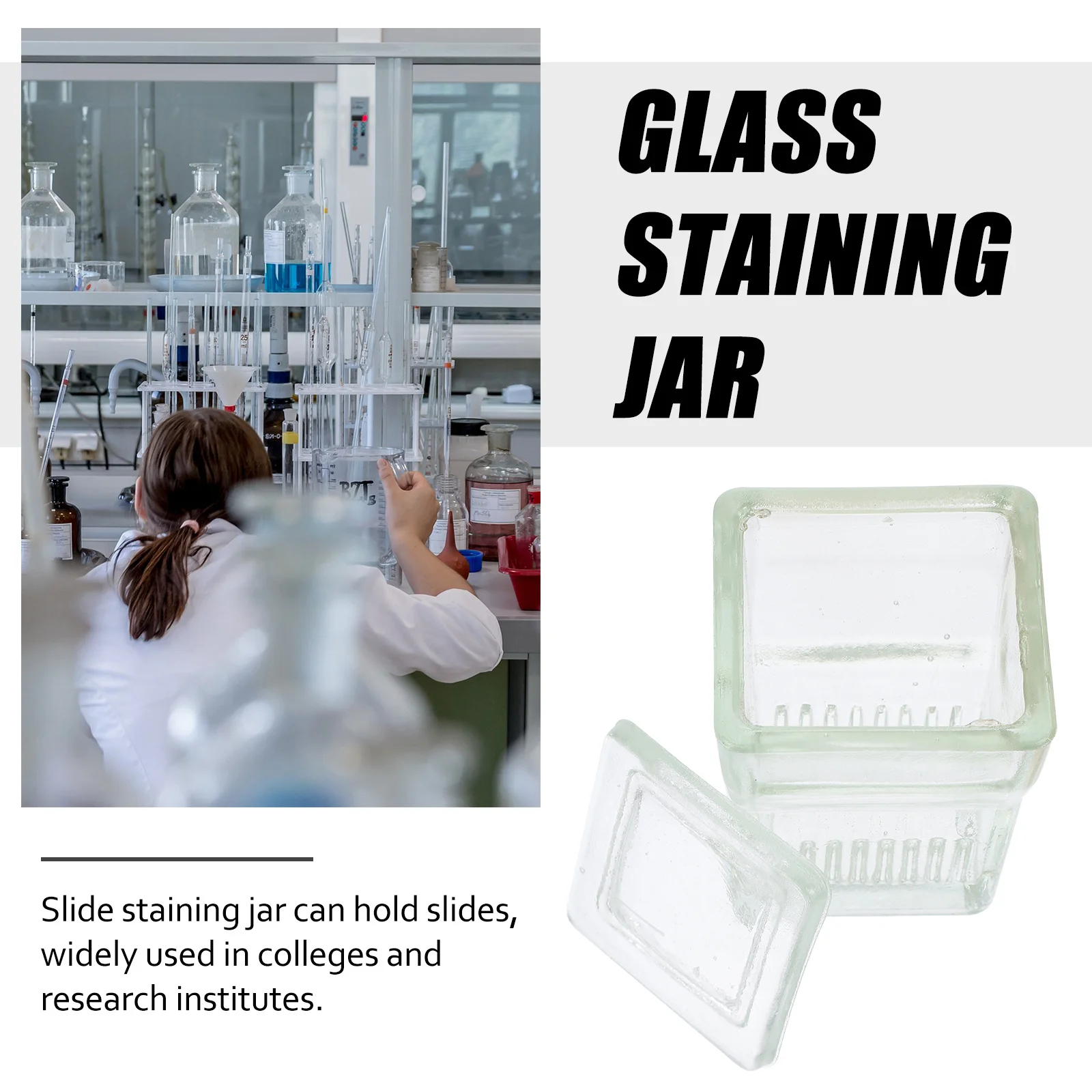 

Laboratory Accessories Coplin Staining Jar with Screw Cap Jars Glass Tank for Slides