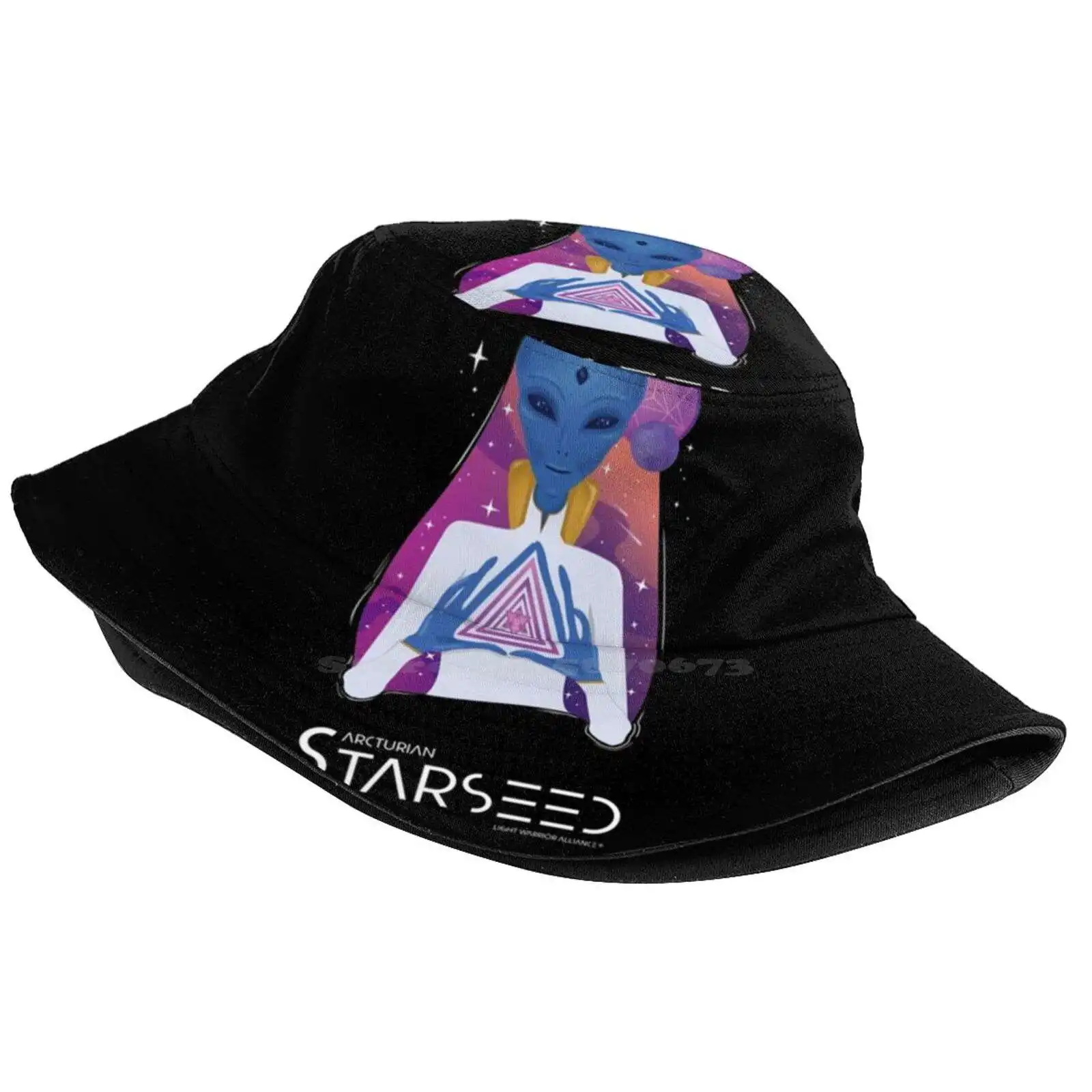 Arcturian Starseed With Merkaba Sun Cap Fisherman Hat Bucket Hats Starseed Arcturian Merkaba Alien Blue Light Warrior Alliance