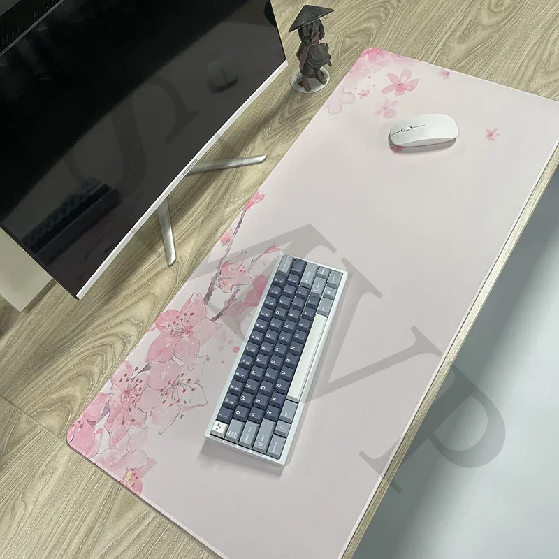 Pink Sakura Desk Mat Gamer Mousepads Girls Mouse Pad Office Desk Pads Large Mousepad Mouse Mats For Computer Table Carpet