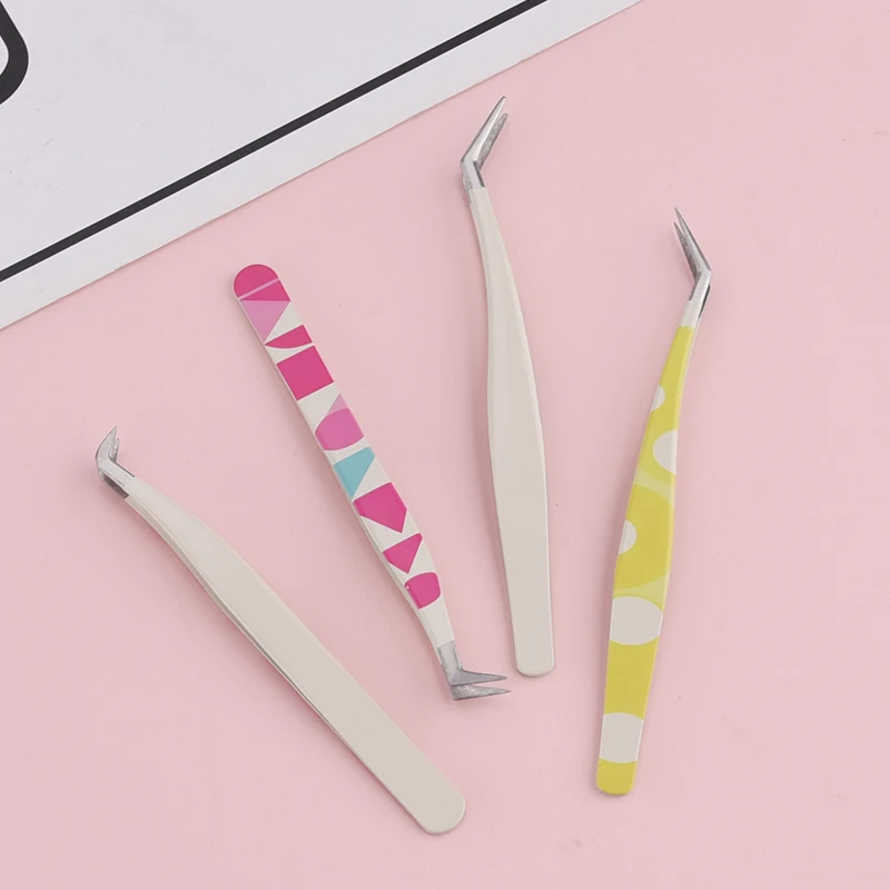 แหนบต่อขนตา 1 ชิ้น/4 ชิ้น สำหรับต่อขนตา เครื่องมือติดขนตา แหนบต่อขนตาความแม่นยำสูง สำหรับต่อขนตา