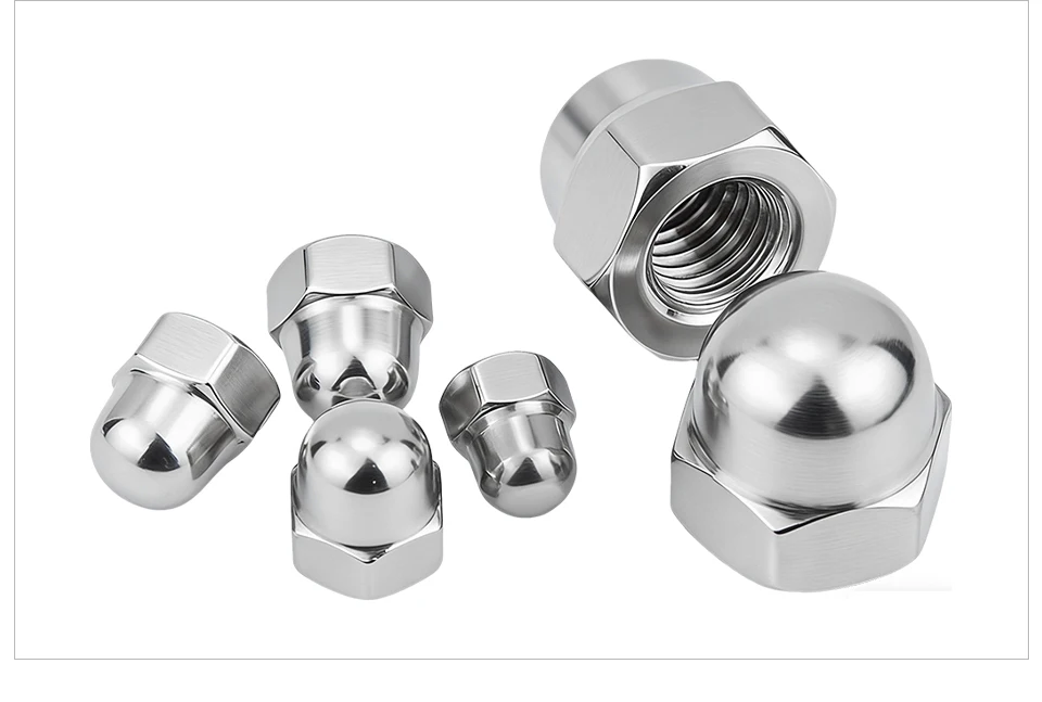 DIN1587 304 Edelstahl-Maulbeinmuttern M3 M4 M5 M6 M8 M10 M12 M14 M16 Dekorative Rostfreie Befestigungselemente für Möbel und Ausrüstung – Detail 8