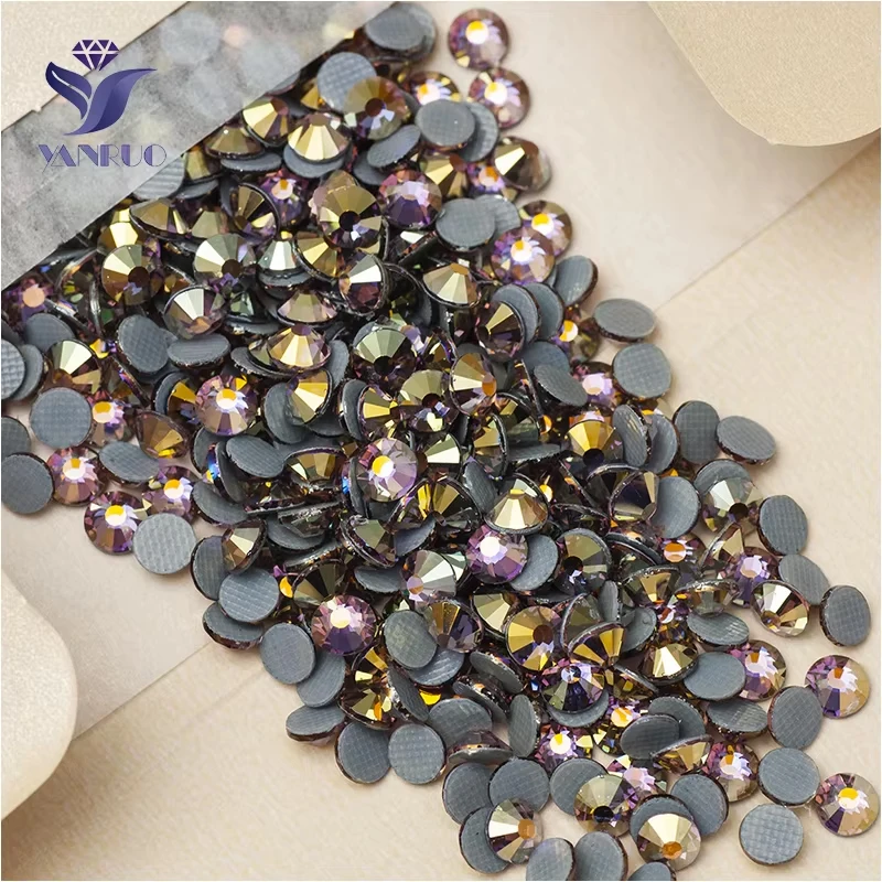 YANRUO 2058HF All Sizes Lt.Amethyst AB Loose Beads Strass Hot Fix Rhinestones Flat Back Hotfix Crystals Stone