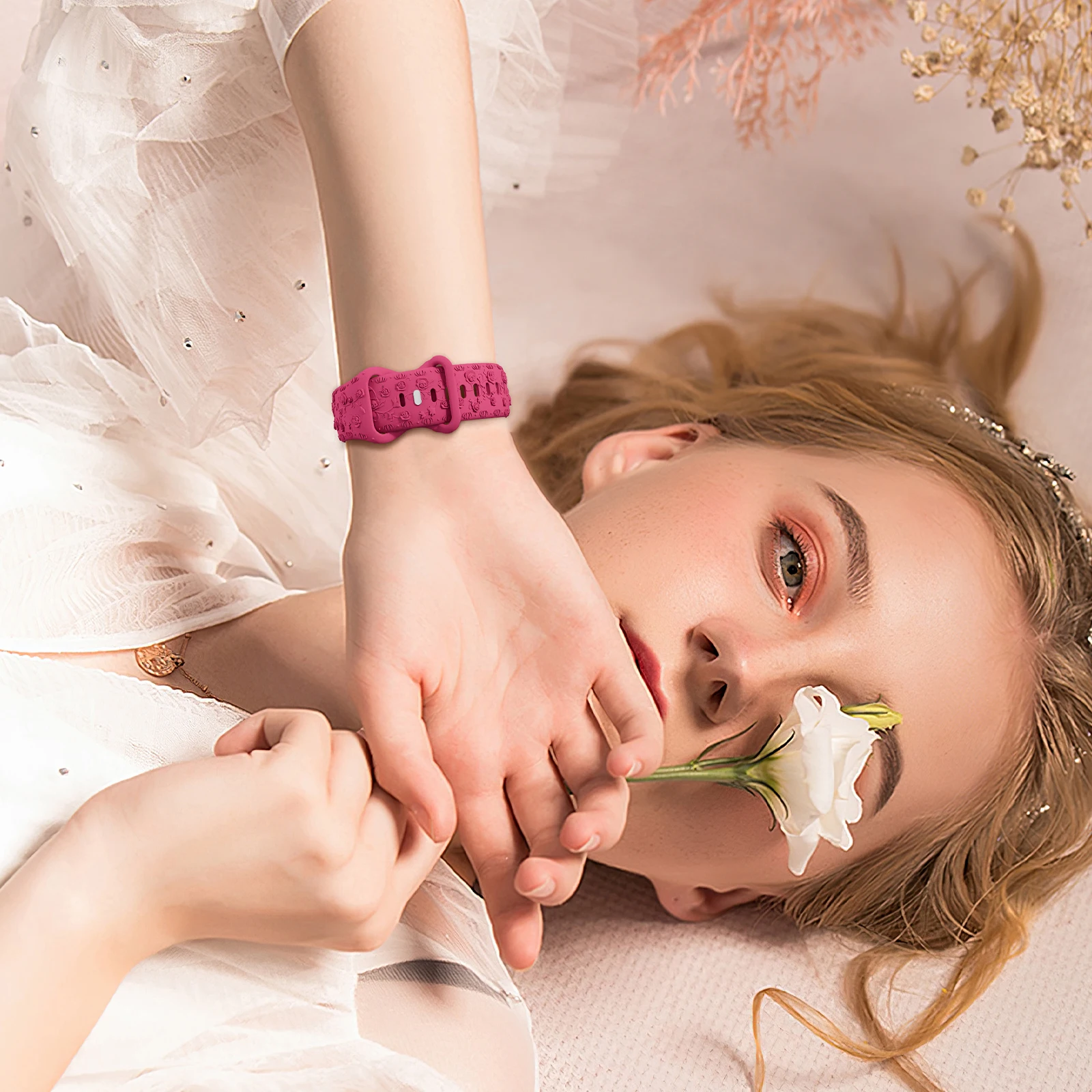 Für Apple Watch Armband 42mm 41 40 45mm 49mm 44mm Blumen-Gravur Armband Correa für iWatch Series 12 11 10 9 7 SE 6 8 Ultra4 – Detail 11