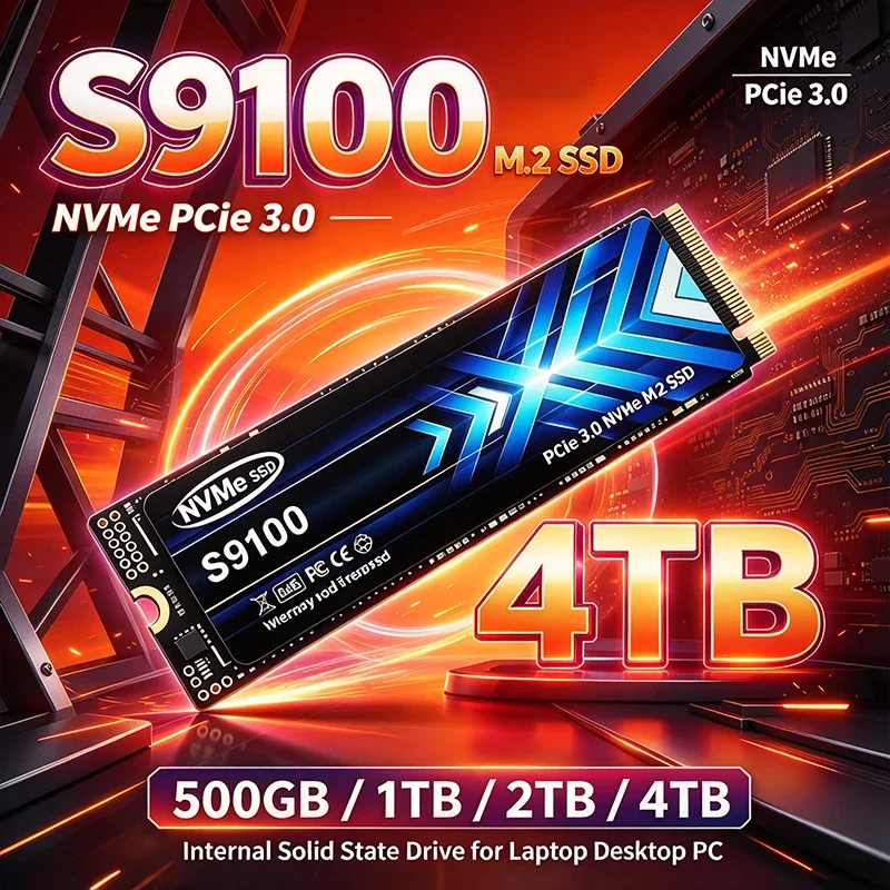 2026 New S9100 High Speed PCIe 3.0 Gen4 NVMe M.2 SSD 1TB 2TB 4TB SSD Gaming Drive For Laptop PC OEM Original