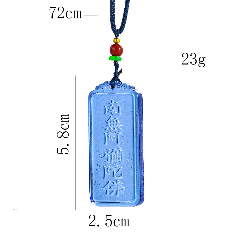 Glaze Namo Amitabha Buddha Pendant Necklace Buddhism Mascot Amulet Dangle Choker Necklaces for Women Men Auspicious Jewelry Gift