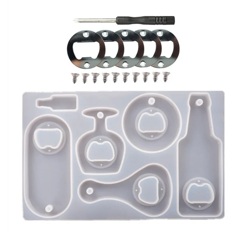 ALIM-Resin For Bottle Opener Molds, Silicone For Beer Opener Molds, For Bottle Opener Keychain& Wine Corkscrew Spanner Kit
