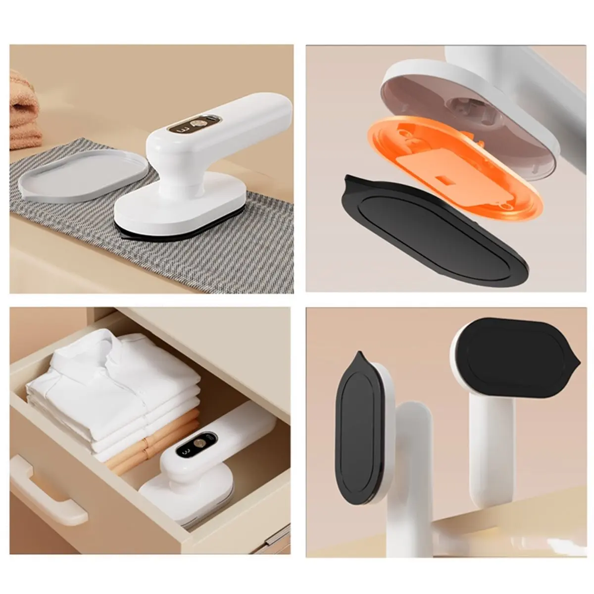 (A02R] Portable Cordless Clothes Dry Iron with Rapid Heating and Folding Design for Travel