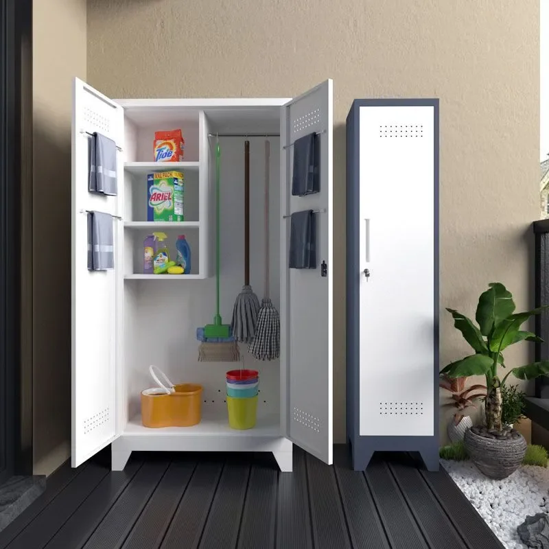 Waterproof Outdoor Storage Cabinet for Balcony Yard Household Cleaning Tools Vacuum Cleaner Mop Locker Sunscreen Resistant