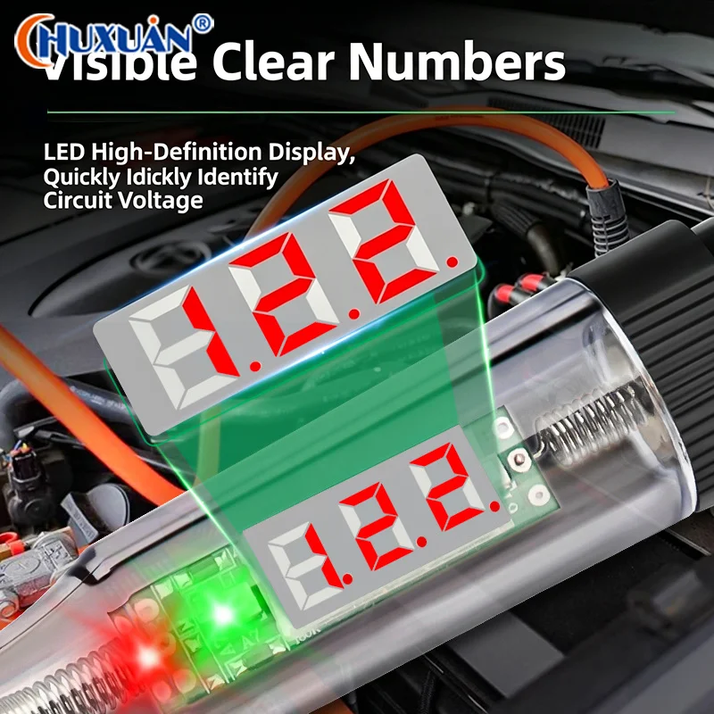 [Q]3V-120V Car Diagnostic Digital Display Probe Test Pen Car With Cover Voltage Circuit Tester Auto Electric Measuring Pen