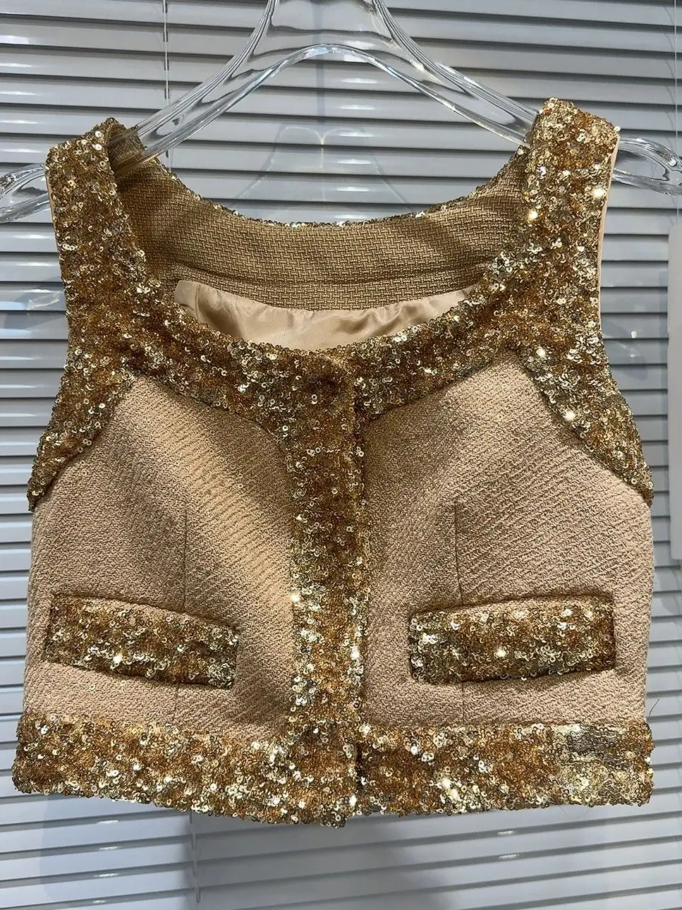 HIGH STREET Giacca gilet con perline a catena con paillettes da donna di design più recente moda 2024 2pz