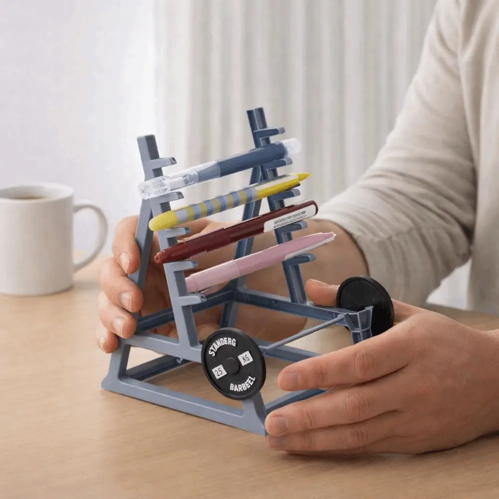 Home Decor Fitness Themed Barbell Rack Pen Rack Stylish Decor Pen Holder Pen Organizer Gift Giving