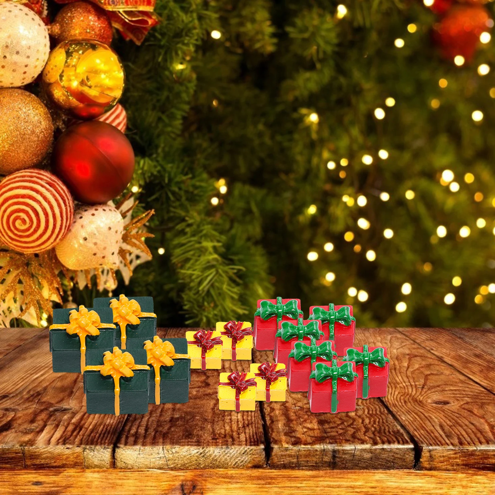 30 peças caixa de presente de resina decoração estatuetas em miniatura presentes de natal cores brilhantes quarto sala de estar festa de carro