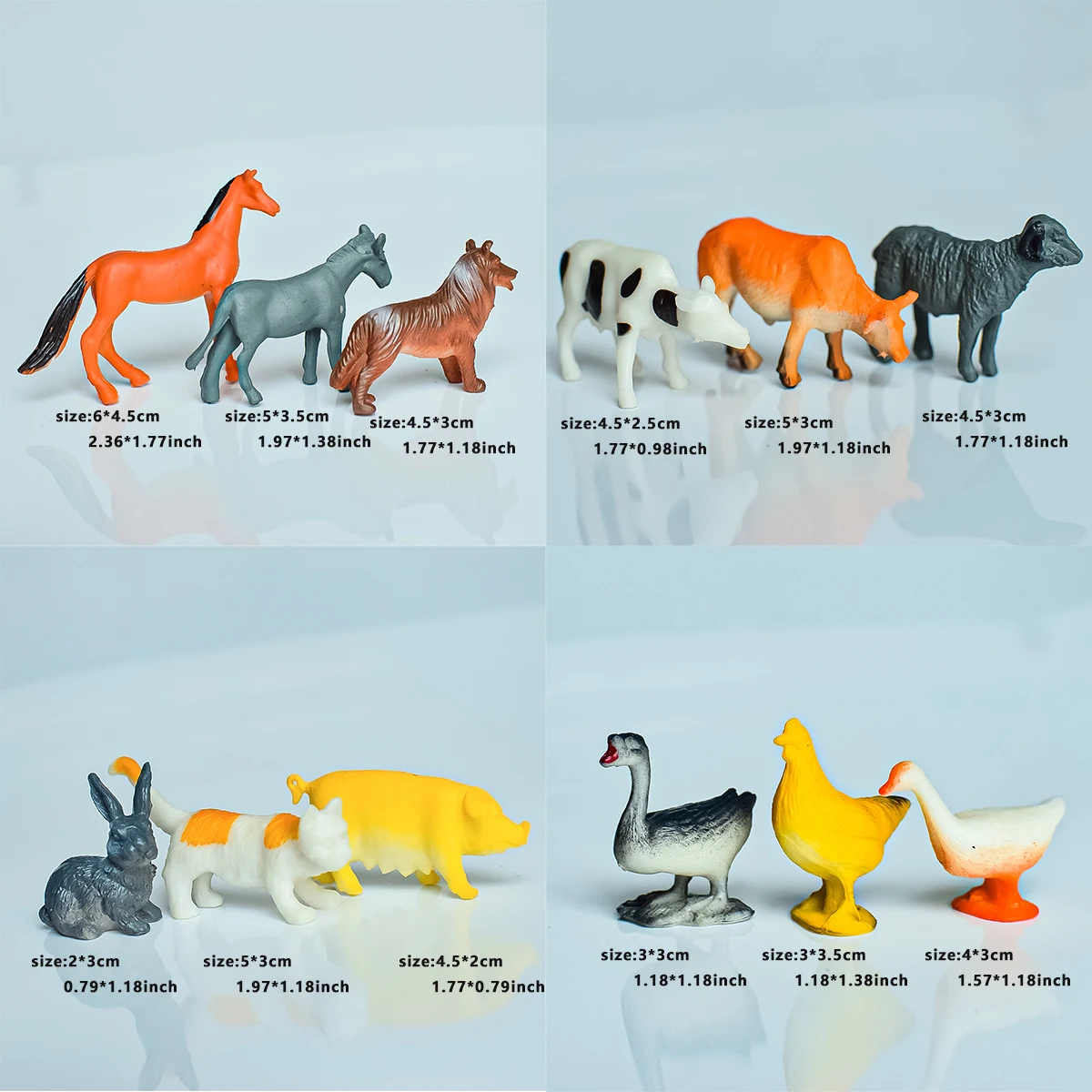 12 Mini Simulated Poultry Animal Sets | Parent-Child Interactive Cognitive Toys | Kindergarten Teaching | Decorative Ornaments | Children's Birthday Party Summer Gifts | Cattle, Sheep, Horses, Pigs, Rabbits, Chickens, Ducks, Geese