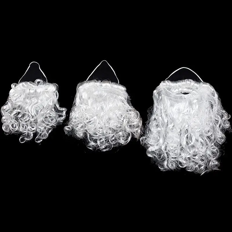 Costume de barbe de père noël bouclé et moelleux pour adultes/enfants, spectacle de noël, fausse moustache de guidon blanche pour fête