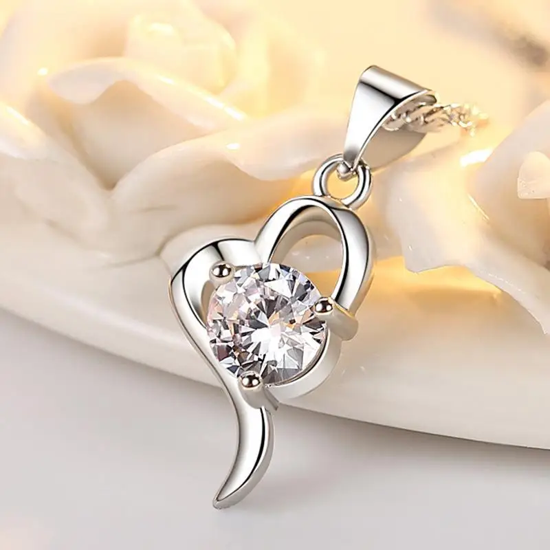 925 Sterling Silver Necklace Heart CZ Pendant for Women Wedding Engagement Jewelry Fashion Classics Gift Party High Quality
