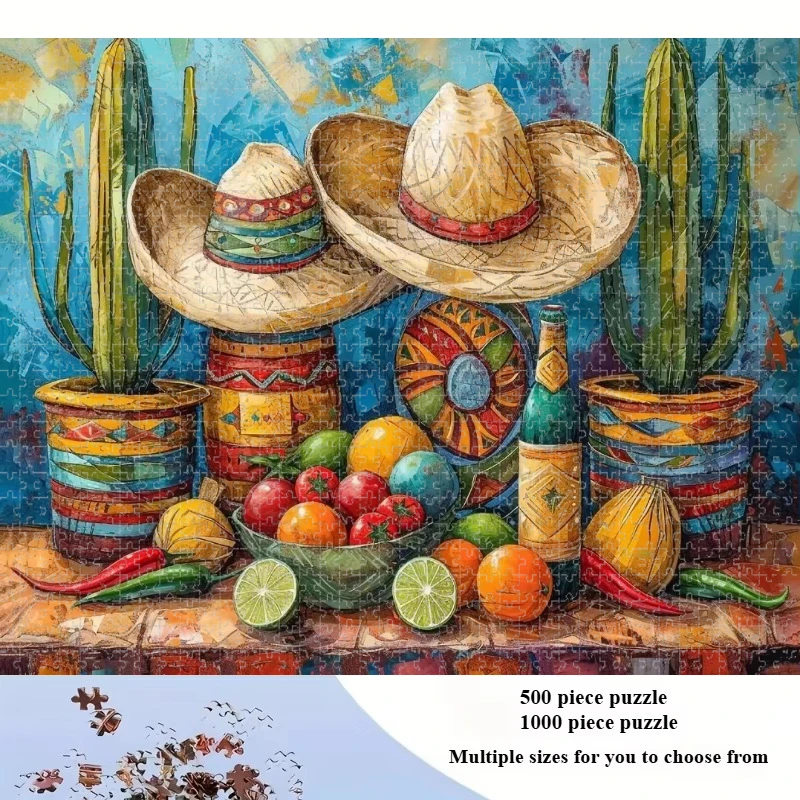 Adult Jigsaw Puzzle 500/1000/1200/2000 PCS Puzzle Mexican Still Life Paper Puzzle Decorative Painting Exercise Brain Thinking