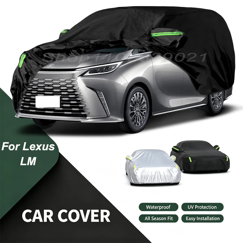 Full Car Cover For Lexus LM All Weather Outdoor Snow Sun UV Dustproof with Reflective Strips Wind Straps