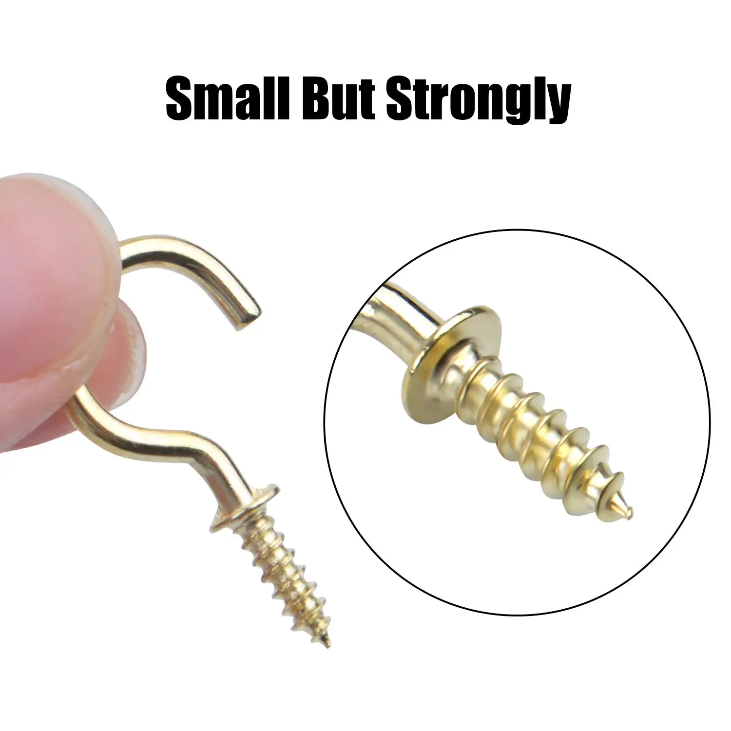 50-500pcs Mini Screw-in Hook Extend Ceiling Self-Tapping Screw Hooks Iron Hanger for Outdoor String Lights Hanging Plant Mug Cup