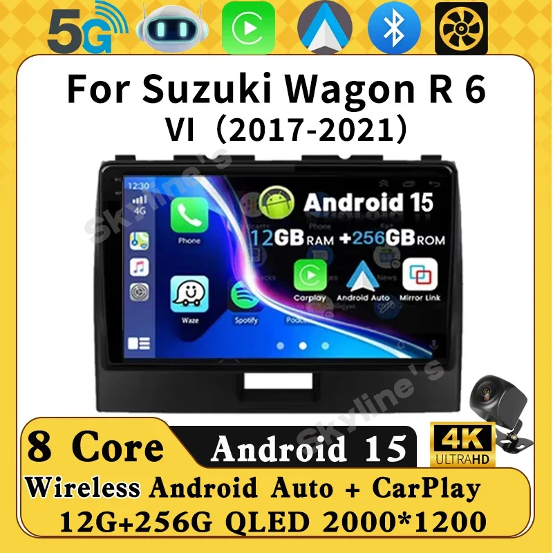 

Android 14 для Suzuki Wagon R 6 VI 2017-2021 Автомобильный радиоприемник Мультимедийный видеоплеер GPS Авто Стерео DSP RDS Carplay DVD FM 2Din