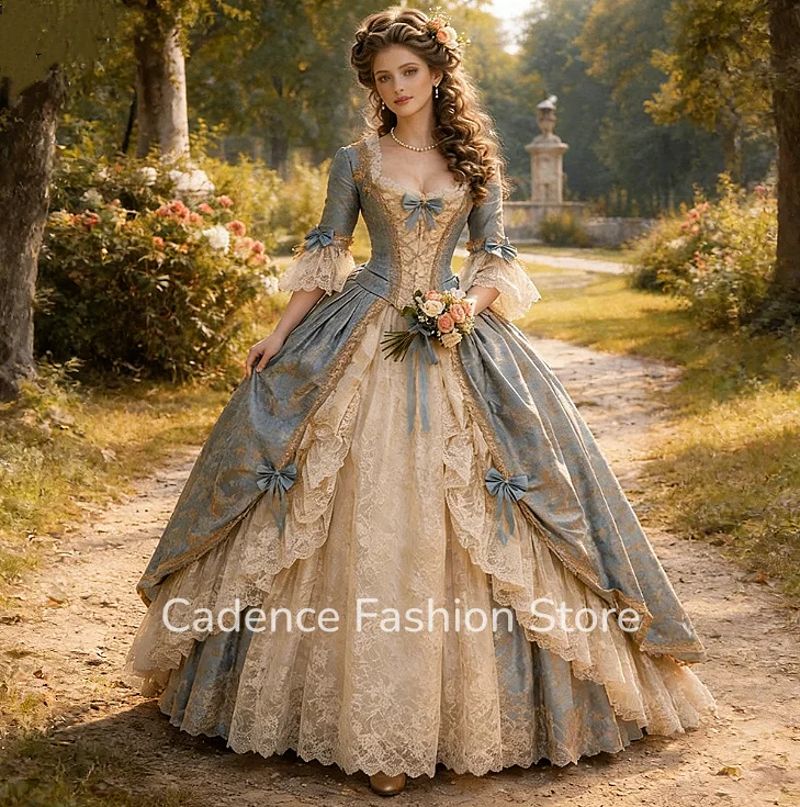 

Классическое викторианское свадебное платье в стиле Марии-Антуанетты, исторический театральный костюм, вечернее платье XVIII века, на заказ