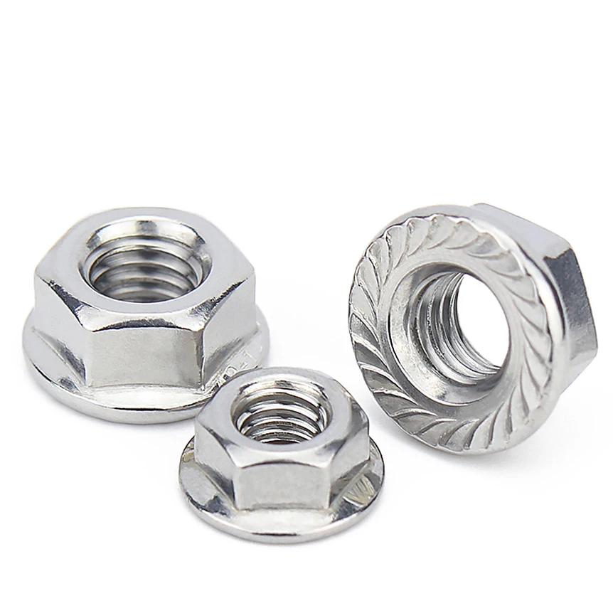 

Hexagonal Flange Nut 304 Stainless Steel Hexagonal Serrated Flange locking Nut