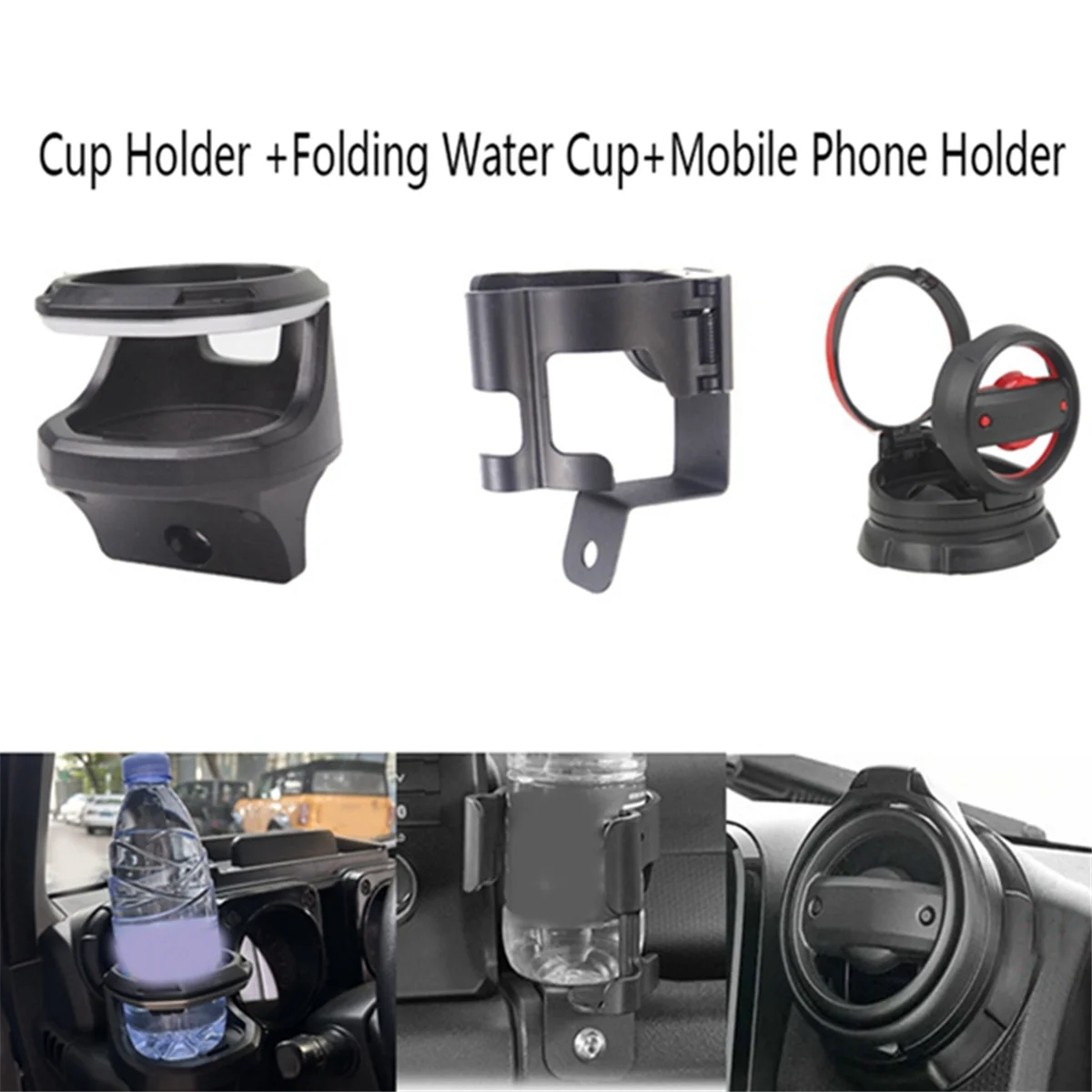 3Pcs Multifunction Cup Holder+GPS Stand+Folding Cup Holder for Suzuki Jimny JB74 JB64 2018-2023 Drinks Holders