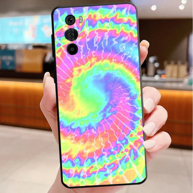 

Phone Case For Motorola Edge 50 40 Pro 60 50 40 30 Ultra Neo Fusion Moto G85 G72 G53 G54 G84 G13 G32 Tie Dye Batik Rainbow