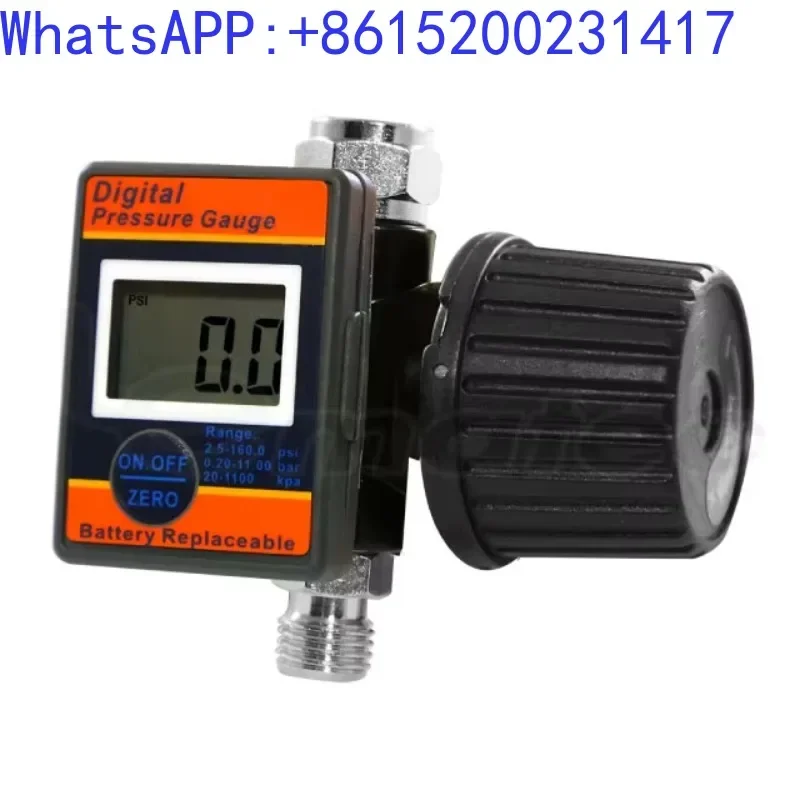 LEMATEC air flow regulator with digital pressure gauge and 1/4 inch air regulating valve, used for pneumatic tools