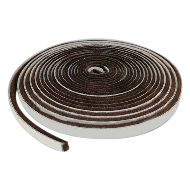 5M Brush Strip Self-Adhesive Windproof Door and Window Sealing Strip Leak-Proof Brush Windproof Sealing Strip-Brown