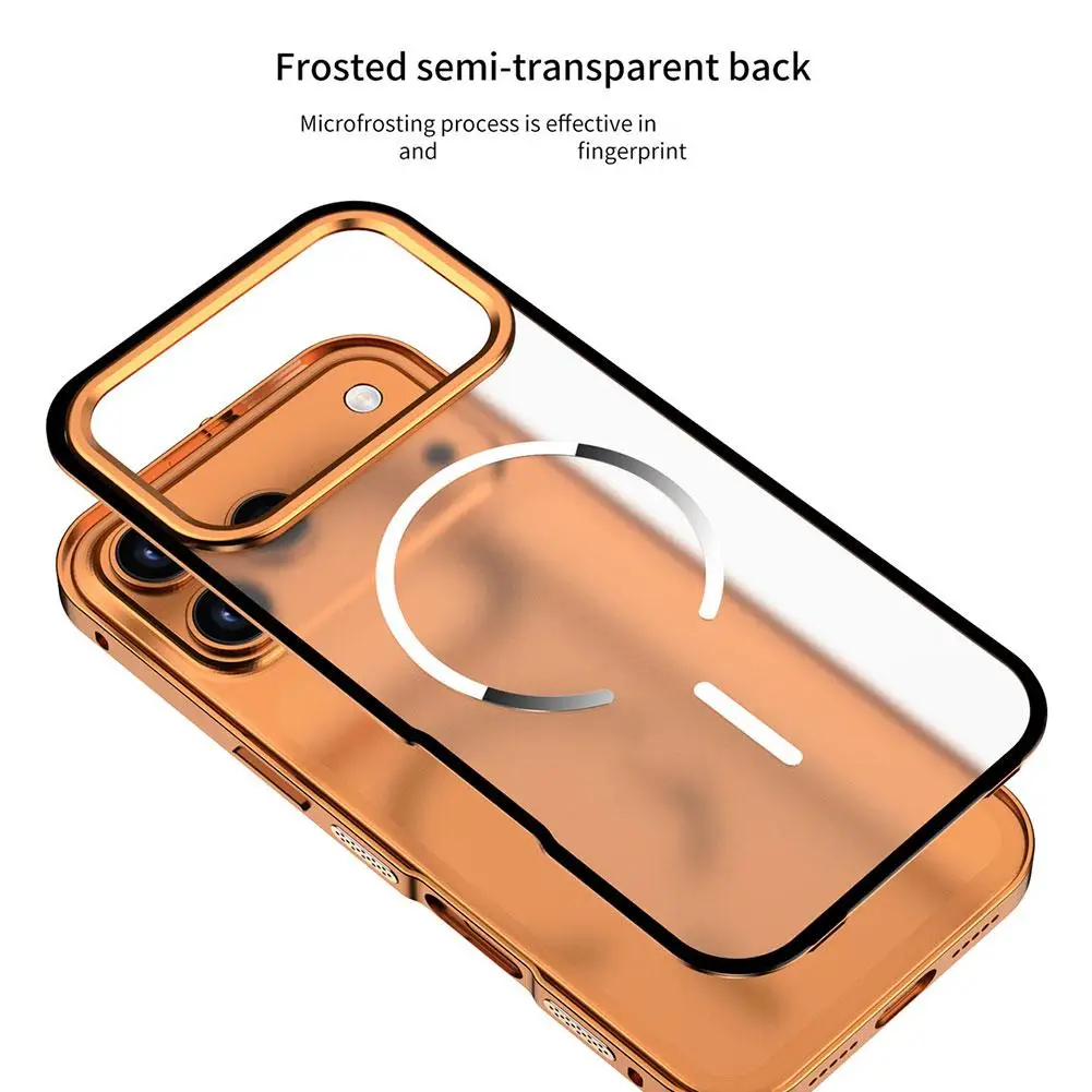 

Высококачественный магнитный оригинальный цветной чехол для телефона с задней панелью, для IPhone 17 Pro 17, Promax, металлический каркас, жесткий чехол с защитой от падения