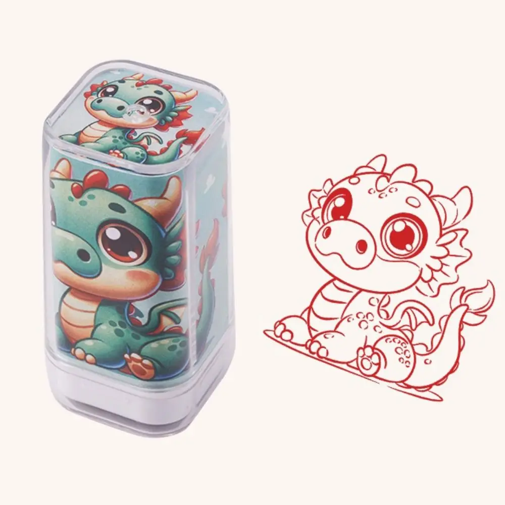 Timbres du zodiaque Dragon singe, papeterie pour compte à main, sceau d'animaux mignons, peinture à la main, tampons de figurines d'animaux de dessin animé