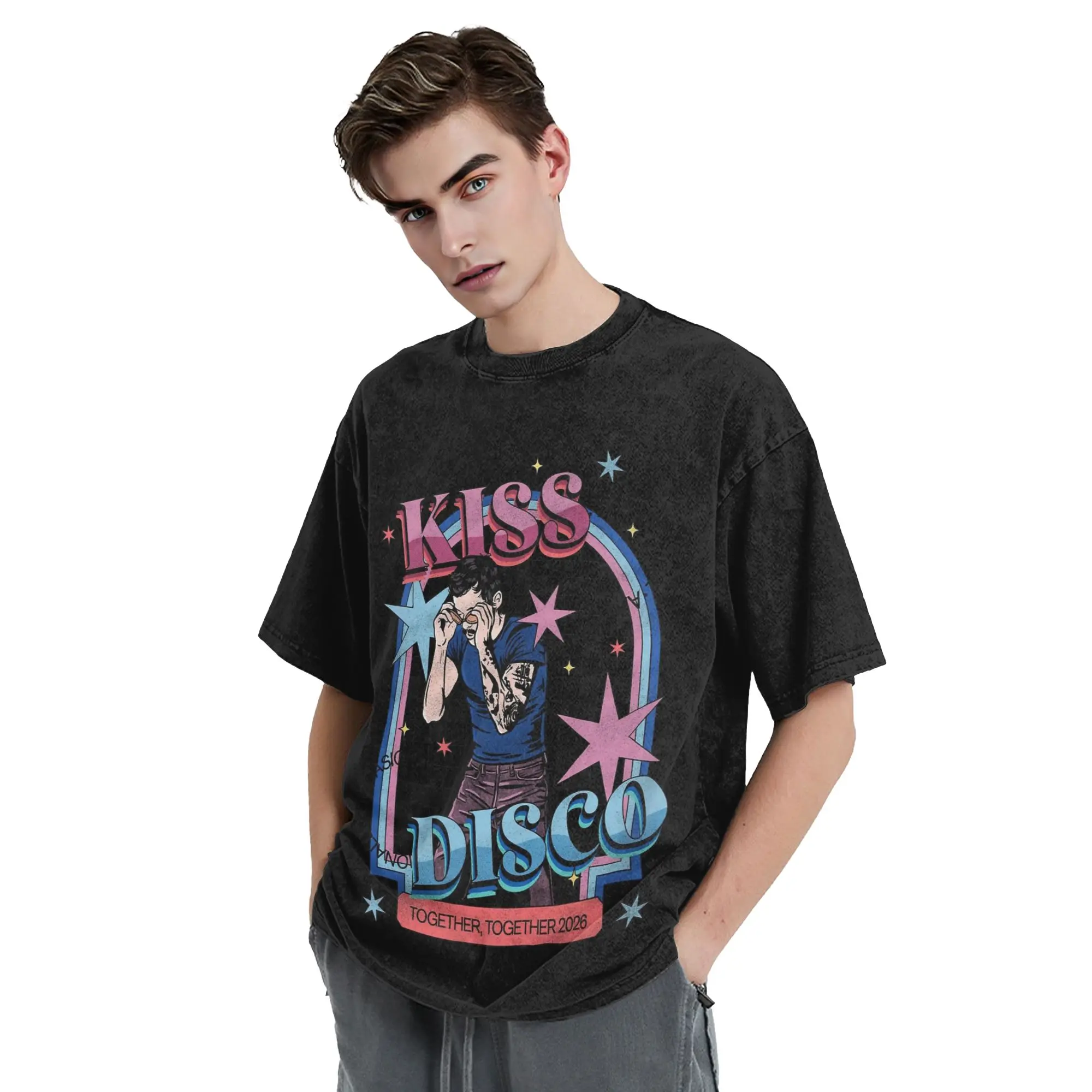 Harrys Styles Kiss All The Time Disco Occasionally  Washed T Shirts Streetwear T-Shirts  Tee Shirt Men Women Short Sleeve Summer