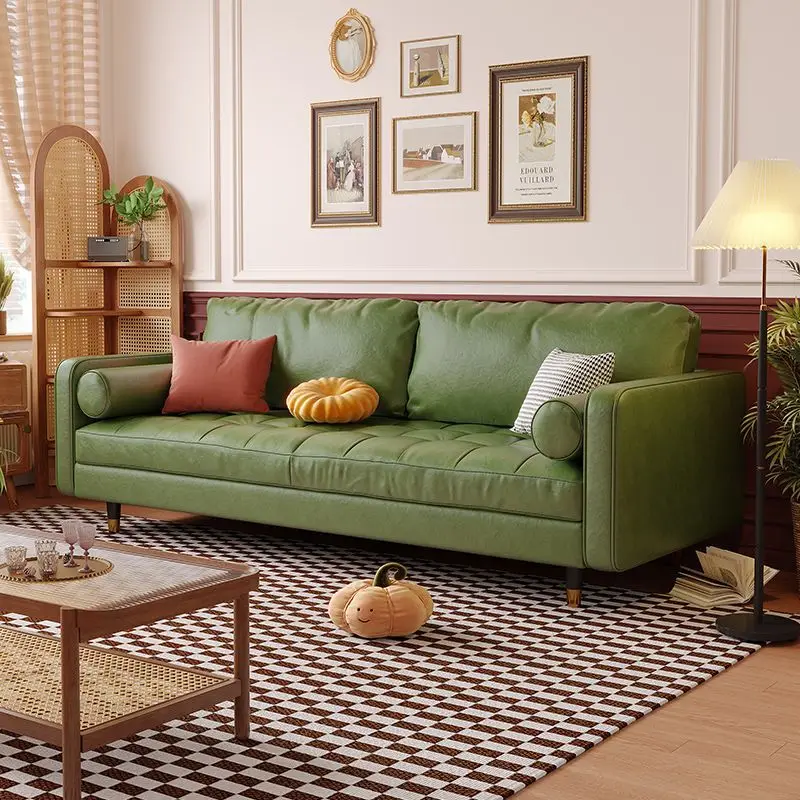 

Nordic small apartment leather art sofa living room