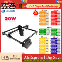 Longer Ray5 20W Laser Engraver 0.08*0.1mm Laser Spot Color Touchscreen 32-Bit Chipset App Connection 375*375mm