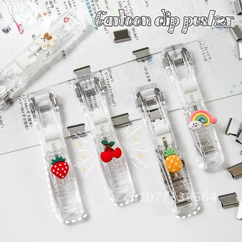 Hand Paper Clipper With Refills Metal Stapler Paper Clips For Document Binding Stationery