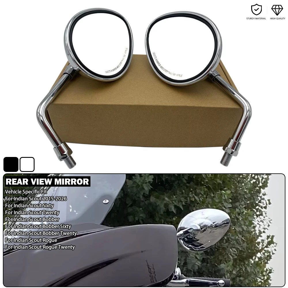 

Звуковое зеркало заднего вида для мотоцикла-черное/хромированное для Indian 101, Scout Bobber Twenty Rogue Sixty Classic Super Sport 2015-2026
