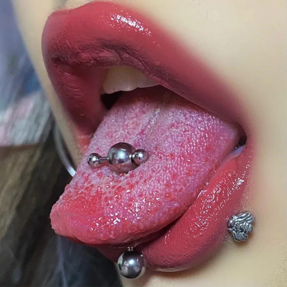 1Pc Surgical Steel Snake Tongue Piercing Studs Finger Star Cool Punk Hip Hop Rock Spider Tongue Barbell Rings Body Jewelry