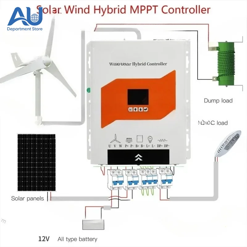 3000W 12/24/48V Auto Solar Wind Controller Optional WiFi MPPT Hybrid Charge Controller Wind Solar Panel Charger use Solar Wind