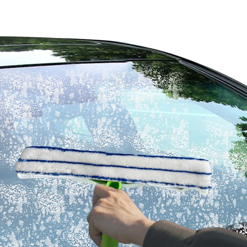 

Window Cleaning Kit Anti-Slip Silicone Window Squeegee Kit Wear Resist Microfiber Cleaning Mop for Shower Glass Mirror Door Car